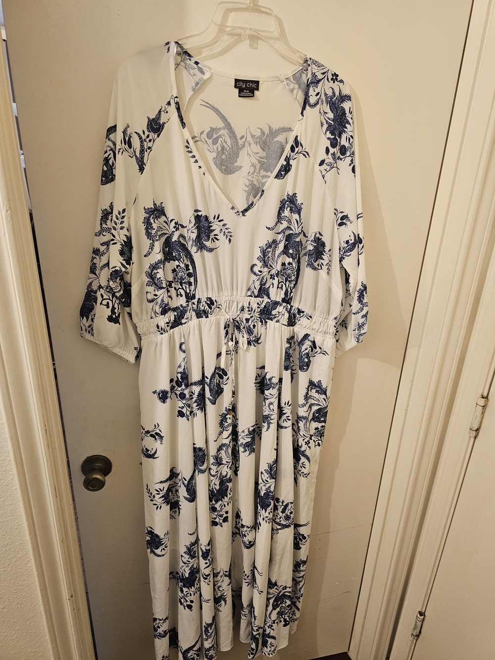 City Chic White & Navy Floral Maxi Dress